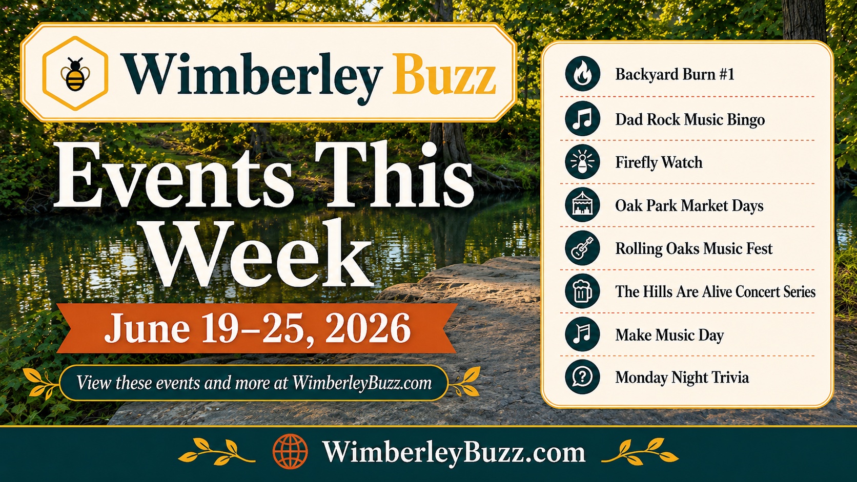 Wimberley Buzz events this week June 19-26
