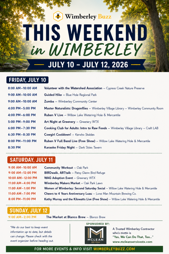 Things to Do in Wimberley This Weekend (July 10–12, 2026)